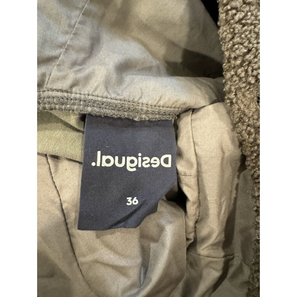 NWT Desigual Flix 2 In 1 Military Parka Jacket Sequins Size 32 Detach Line Small - Picture 9 of 16